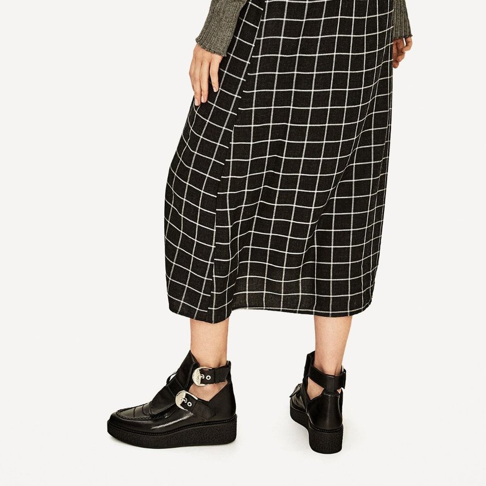 ZARA Black Leather Ankle Boots With Buckles 38(8)